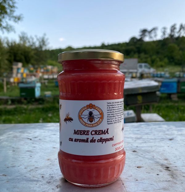 Miere cremă cu aromă de căpșuni 500g