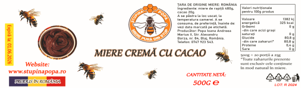 Miere cremă cu cacao 500g - imagine 2