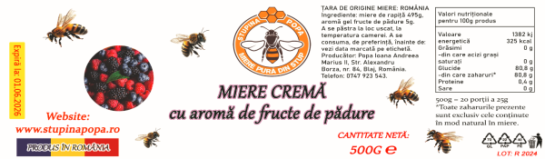 Miere cremă cu aromă de fructe de pădure 500g - imagine 2