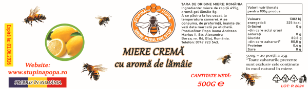 Miere cremă cu aromă de lămâie 500g - imagine 2