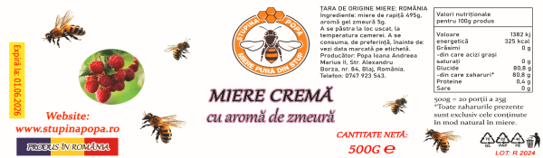 Miere cremă cu aromă de zmeură 500g - imagine 2