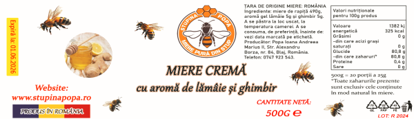 Miere cremă cu aromă de lămâie&ghimbir 500g - imagine 2