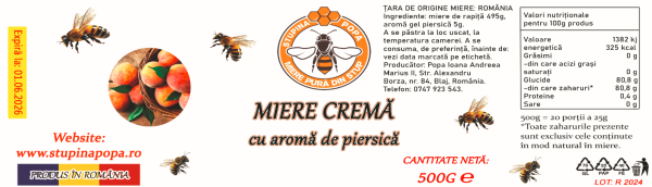 Miere cremă cu aromă de piersică 500g - imagine 2