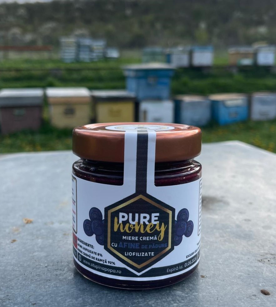 afine de padure Miere cremă cu afine de pădure liofilizate 300g - imagine 1